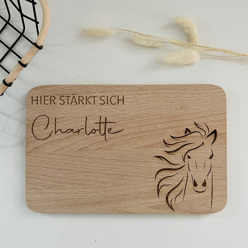 Children's breakfast board, Easter gift for children, boards, personalized with name and rabbit Pferd