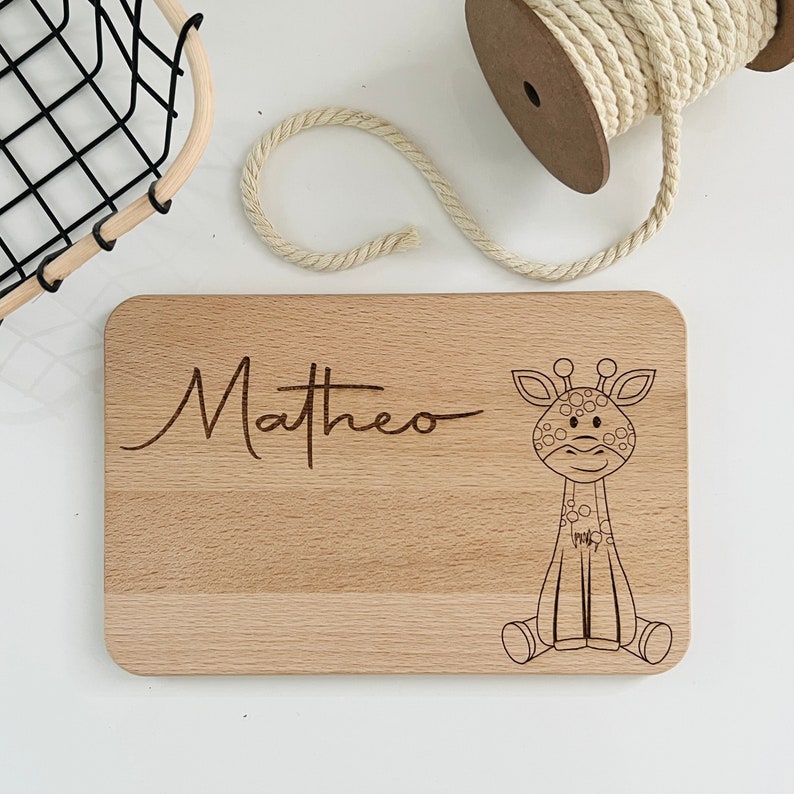 Children's breakfast board, Easter gift for children, boards, personalized with name and rabbit Giraffe