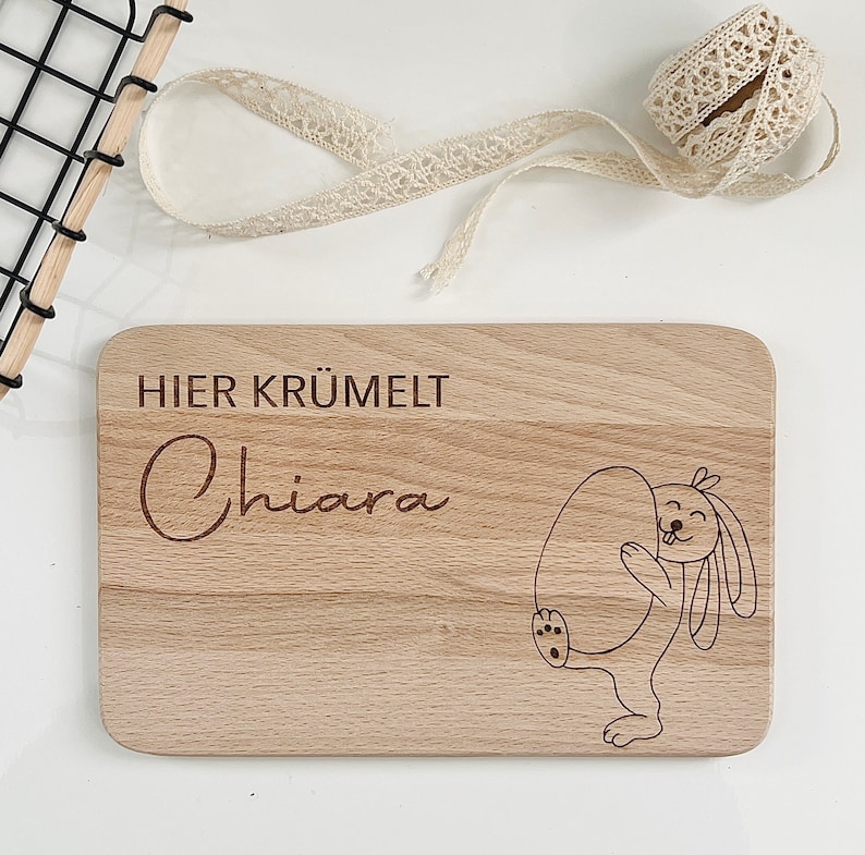 Children's breakfast board, Easter gift for children, boards, personalized with name and rabbit image 10