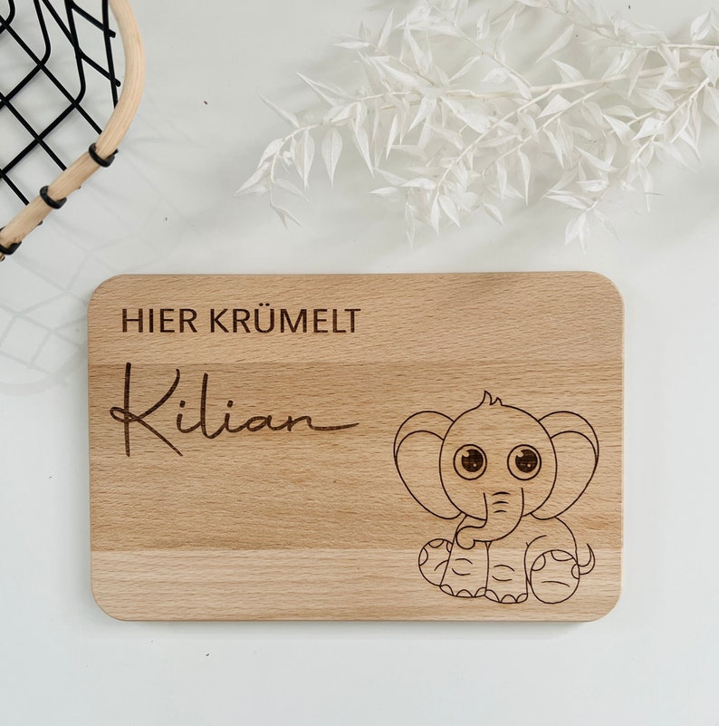 Children's breakfast board, Easter gift for children, boards, personalized with name and rabbit Elefant