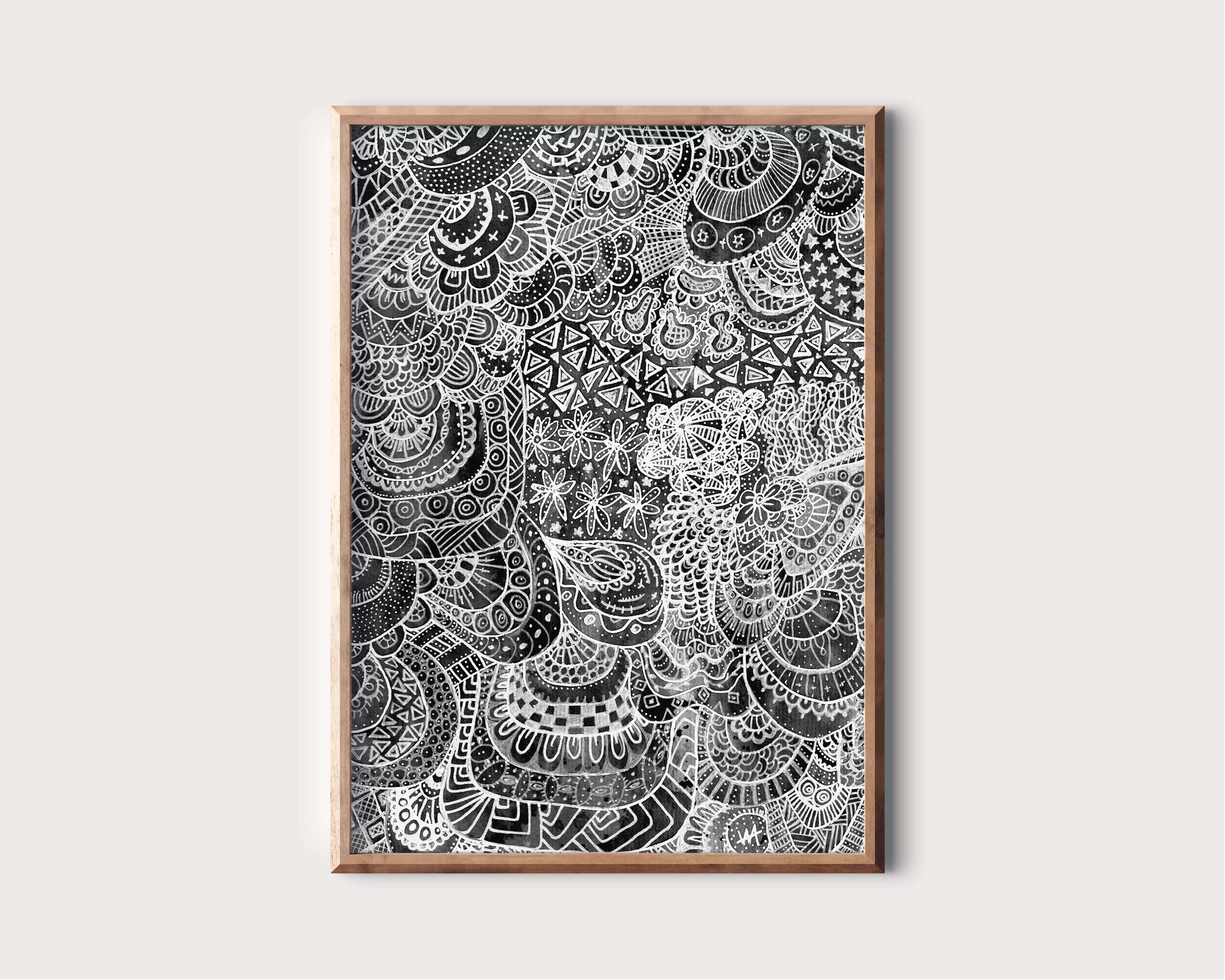 Doodle Wall Art Doodle Printable Wall Art Black and White Tangles