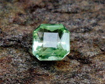Saphir vert certifié Saphir de qualité AAA, pierres précieuses, saphir non serti, à facettes, 5,85 carats, coupe rayonnante, saphir naturel pour la fabrication de bijoux