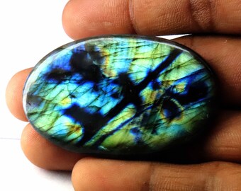 AAA+ BIG SIZE Labradorite Cabochon 127Carat Natural Labradorite Oval Shape Gemstone Calibrated Labradorite Flat Back Certified Labradorite