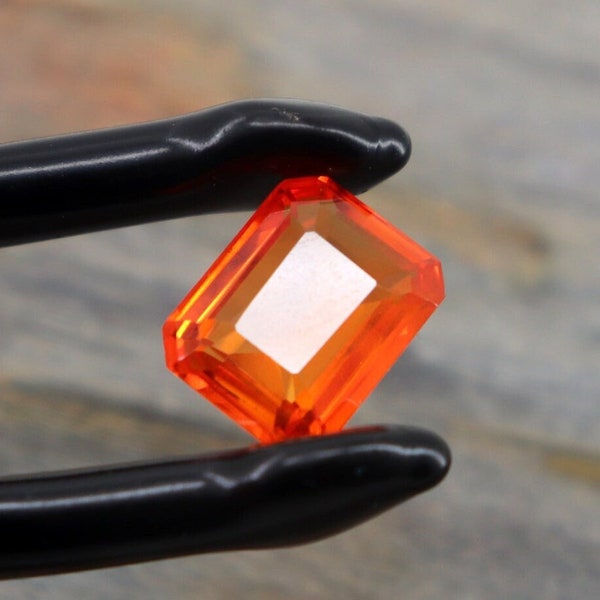 AAA Beautiful Bright Orange Color Padparadscha Sapphire Stone Natural Padparadscha Sapphire Faceted 6.4CT Emerald Cut Certified Padparadscha