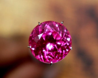 Precious Rich Pink Padparadscha Sapphire Gemstone Natural Padparadscha Sapphire Faceted 10CT Round Cut Certified Padparadscha Sapphire Ring