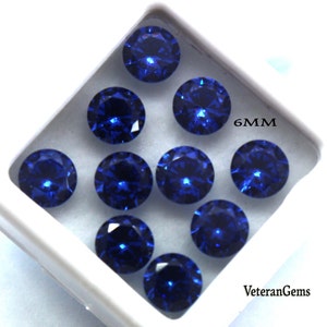 VeteranGems Natural Blue Sapphire Loose Gemstone 10 Ct Round Cut 6mm CGI Certified 10 Pieces Sapphire Earring Sapphire Nose pin Best Offer