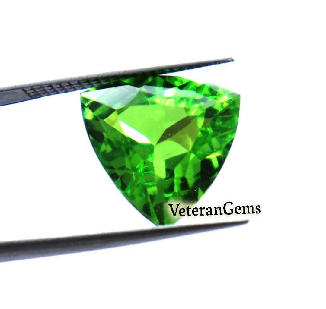 Peridot Natural 9.60CT Trillion Cut Faceted Certified Peridot Loose