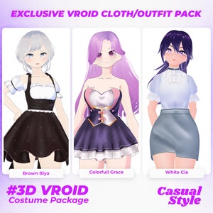 VRoid Clothing Pack, VRoid Outfits, VRoid Fashion, Casual VRoid Wear - Casual Theme VRoid Clothes Stylish Outfits for 3D VRoid Models