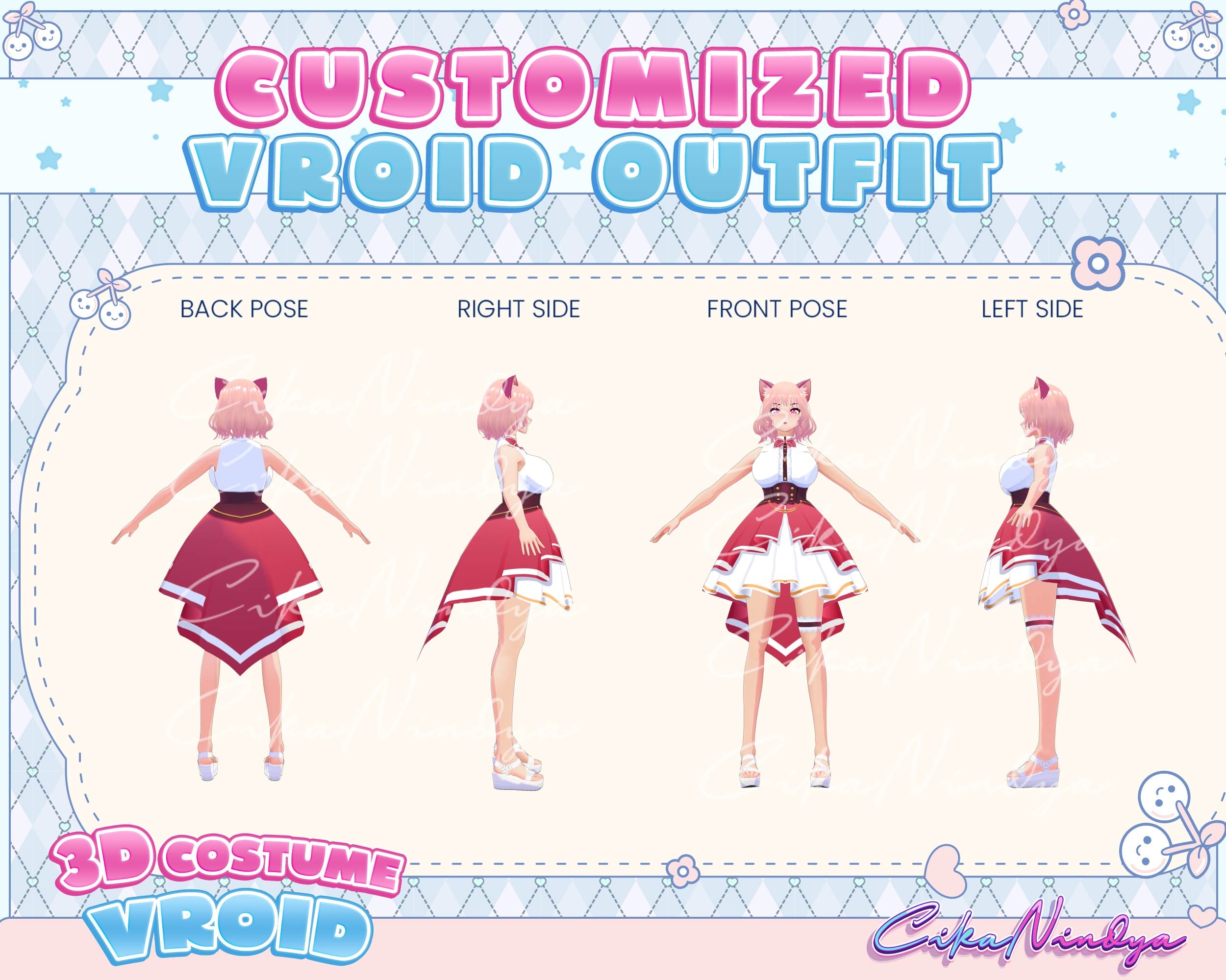 3D Vroid Costume, Costume, Vroid, Clothes, Kawaii Clothes, Vroid Outfit