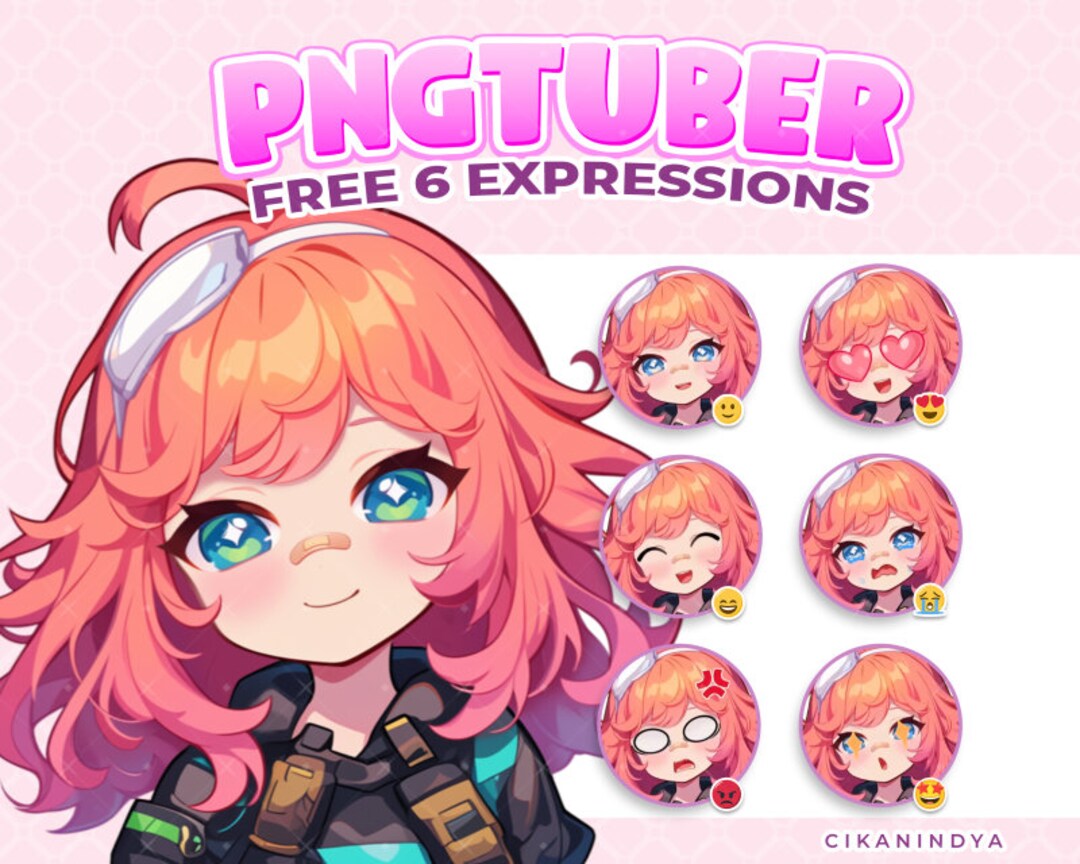 PNG Tuber | Brave Style With Pink Hair and Sparkling Eyes | Get 6 Poses ...