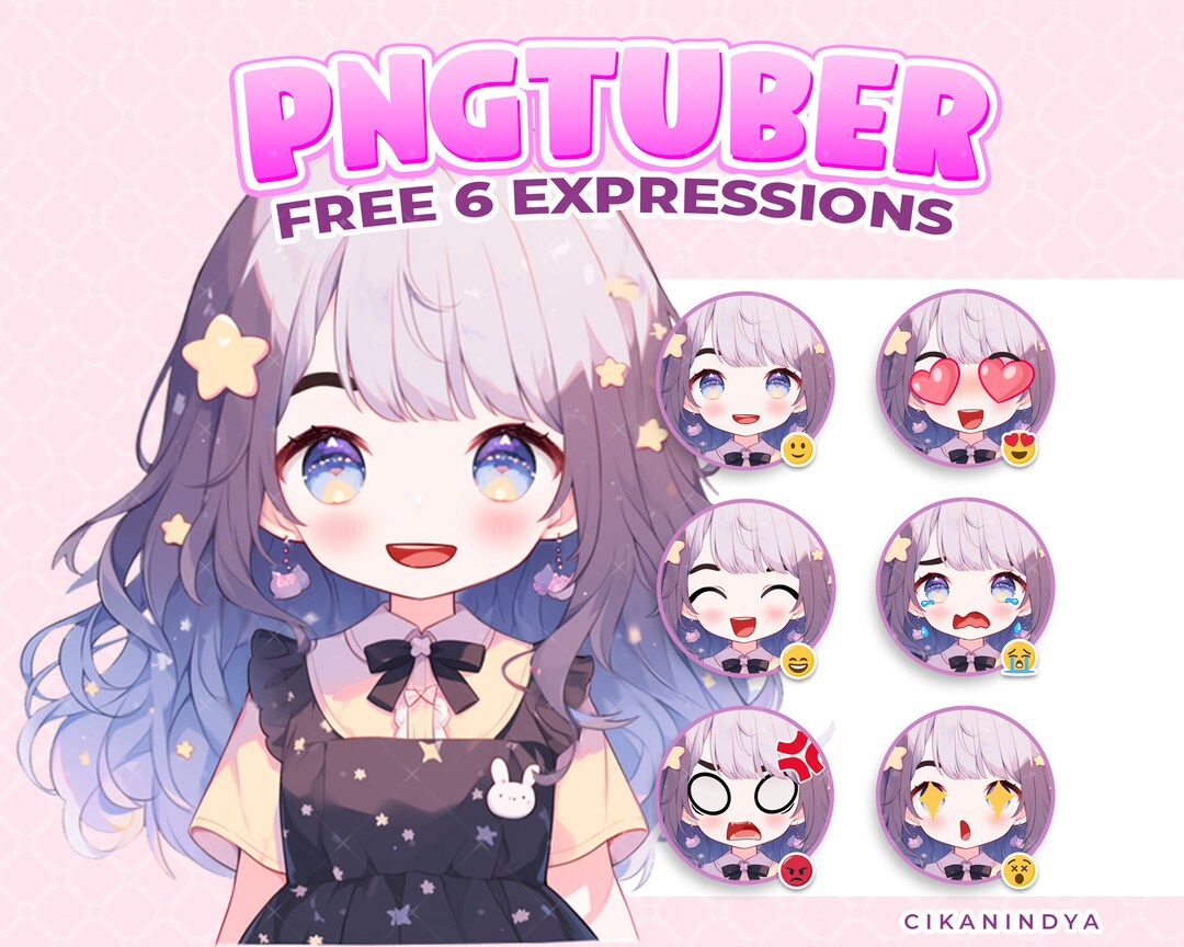 Sprinkle Pose Sprinkle Star Hair Pngtuber Girl: 12 Poses, Streaming Avatar - Etsy