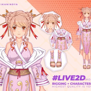Live2D VTuber Model: Full Rigging, 3 Expressions, Walk Motions