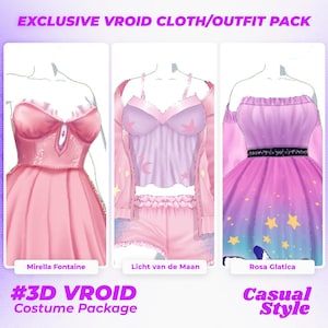 3D Vroid Clothing Pack | Sparkle & Style VRoid | Casual Glamour Clothing Set | Kawaii Clothes | Vroid Outfit | Vroid Clothes