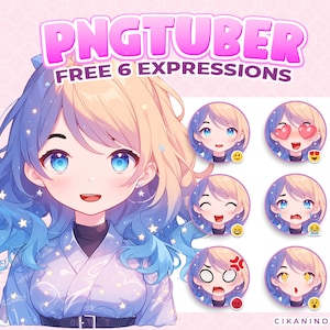 PNG Tuber | Unique Beauty PNG Tuber Girl with Distinctive Avatars | You&#39;ll Get 6 Expressions | Virtual Characters | Premade Vtuber