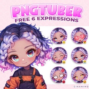 PNGTuber Custom Chibi – Bunte geflochtene Frisur