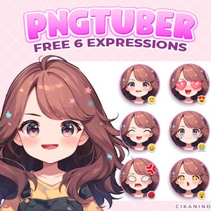 PNG Tuber | Create Engaging Streams with Middle Haired PNG Tuber Sweet Girl | 6 Expressions |  Pngtuber Twitch | Pngtuber Premade