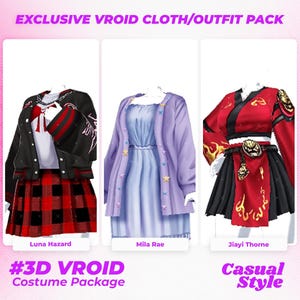 3D Vroid Clothing Pack | Casual Glam Vroid Outfit | Stylish 3D Clothing for Vroid Model | Vroid Clothes | Vroid Costume | Vroid Assets