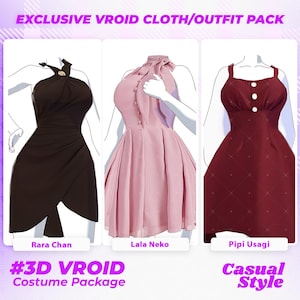 VRoid Clothing Pack | Elegant VRoid Dress Set for Girls | 3D Anime Outfit Bundle | VTuber Clothes | Casual Fashion VRoid Assets