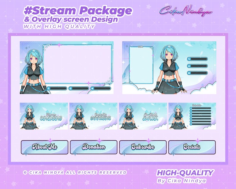 Vtuber Stream Overlay Pack: Twitch, Youtube (PSD/PNG/JPG) - Etsy Canada