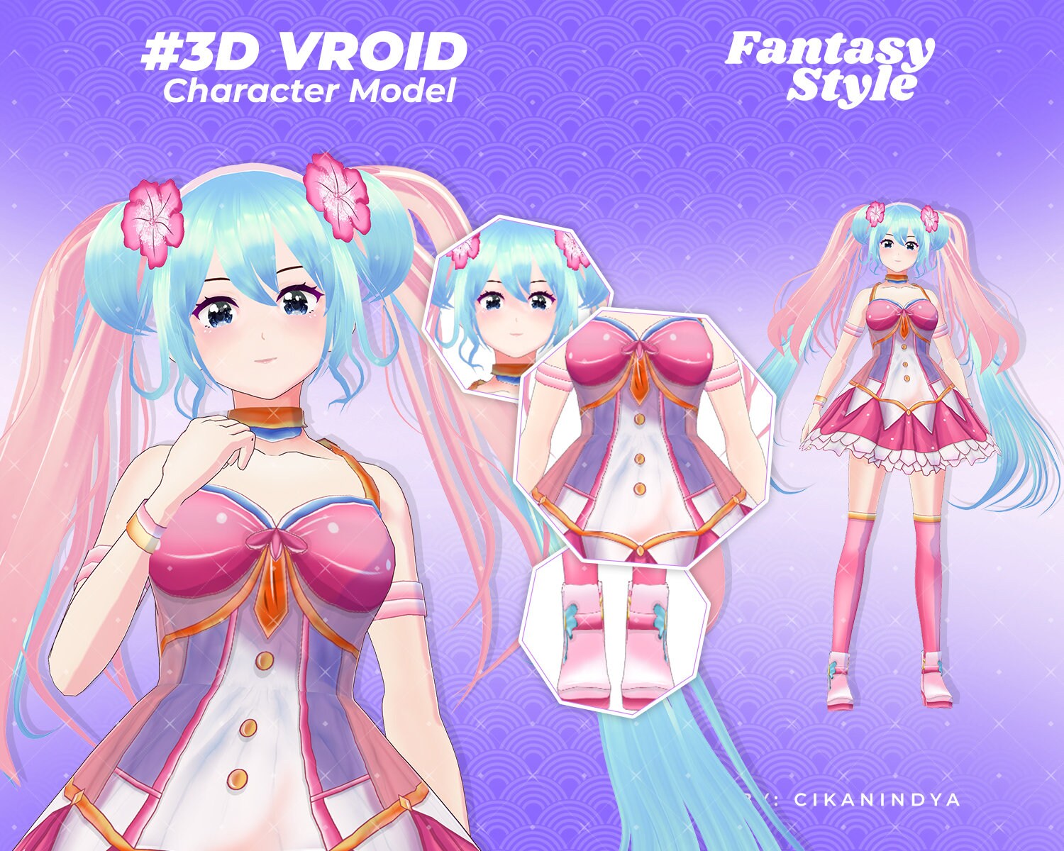 Futuristic Virtual Being: Advanced Vroid 3D Model - Candy themed fairy  3D Character