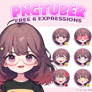 PNG Tuber | PNG Tuber Beauty Girl With Glasses for Streaming | Free 6 Expressions | Pngtuber Twitch | Pngtuber Premade | VTuber