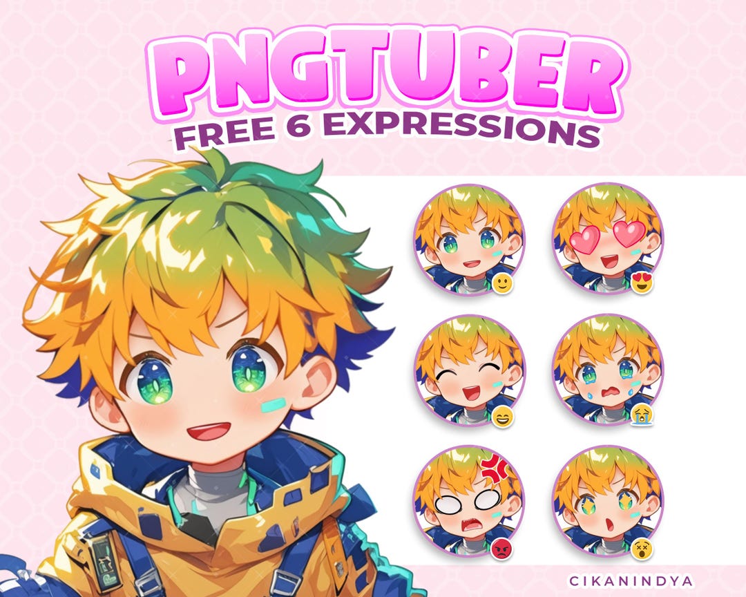 Premade Pngtuber – Bright Chibi Explorer Avatar With Vibrant Colors - Etsy