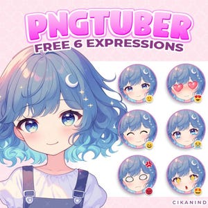 Modèle Tuber PNG personnalisable - Fille chibi préfabriquée sur le thème du ciel pour VTubers