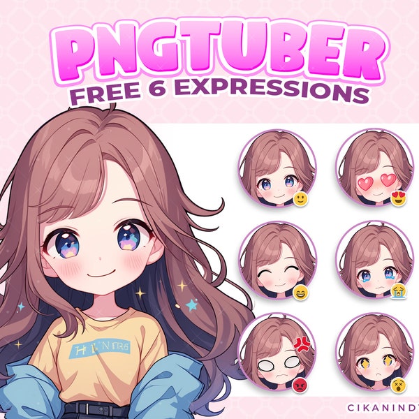 PNG Tuber | Make Content with PNG Tuber Girl Wearing Casual and Poor Clothes | 6 Poses | Pngtuber Avatar | Pngtuber Model