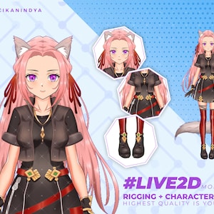 VTuber Model | VTuber Live 2D Avatar Grl Fantasy Pink Hair | 7 Expressions | Get Walk Motions | Anime Character | Premade Vtuber | Live2D