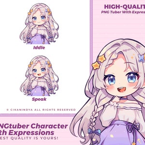 PNG-knol | Anime-stijl PNG Tuber karakter Chibi Girl voor gamingstreams | Krijg 2 houdingen | Pngtuber-meisje | PNGtuber Twitch