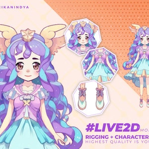 Dynamic VTuber Live2D Model: Star Girl Avatar with 7 Expressions