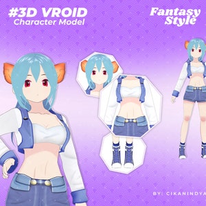 3D Vroid VTuber-model: aangepaste streamer-avatar (.VRM-bestand)