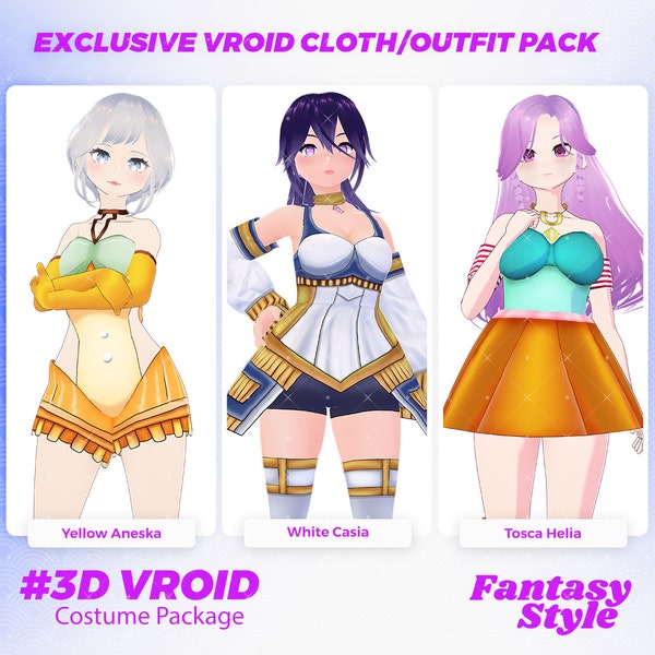 Mystic Maiden Garb Trio of Ethereal Vroid Fantasy Attires - VRoid Clothing Pack, Sexy Clothes, Costume, Vroid, Clothes, Doll Clothes