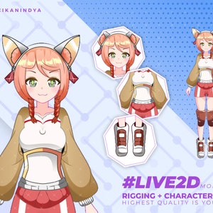VTuber Model | VTuber Live 2D Anime Girl Pink Short Hair | 7 Expressions | Walk & Fist Motion | Include Rigging | Twitch Vtuber | Avatar