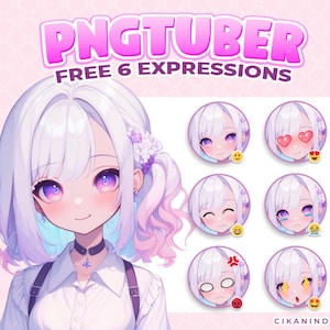 Custom PNGTuber - Lila und Weiße Blumen Anime Model