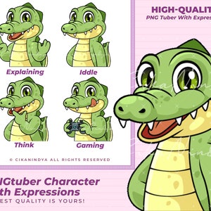 Stream Like a Pro with Professional PNG Tuber Animal Crocodile - Png Tuber Avatar, Pngtuber Model, Pngtuber Premade, Pngtuber Commission