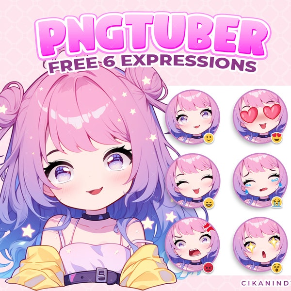 PNG Tuber | Playful Double Bun Ponytail PNG Tuber for Lively Streaming | Get 6 Pose | Content Creator | Pngtuber Twitch | Virtual Stream