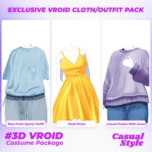 3D VRoid Outfit Pack: Freizeitmode, Cosplay Kostüm