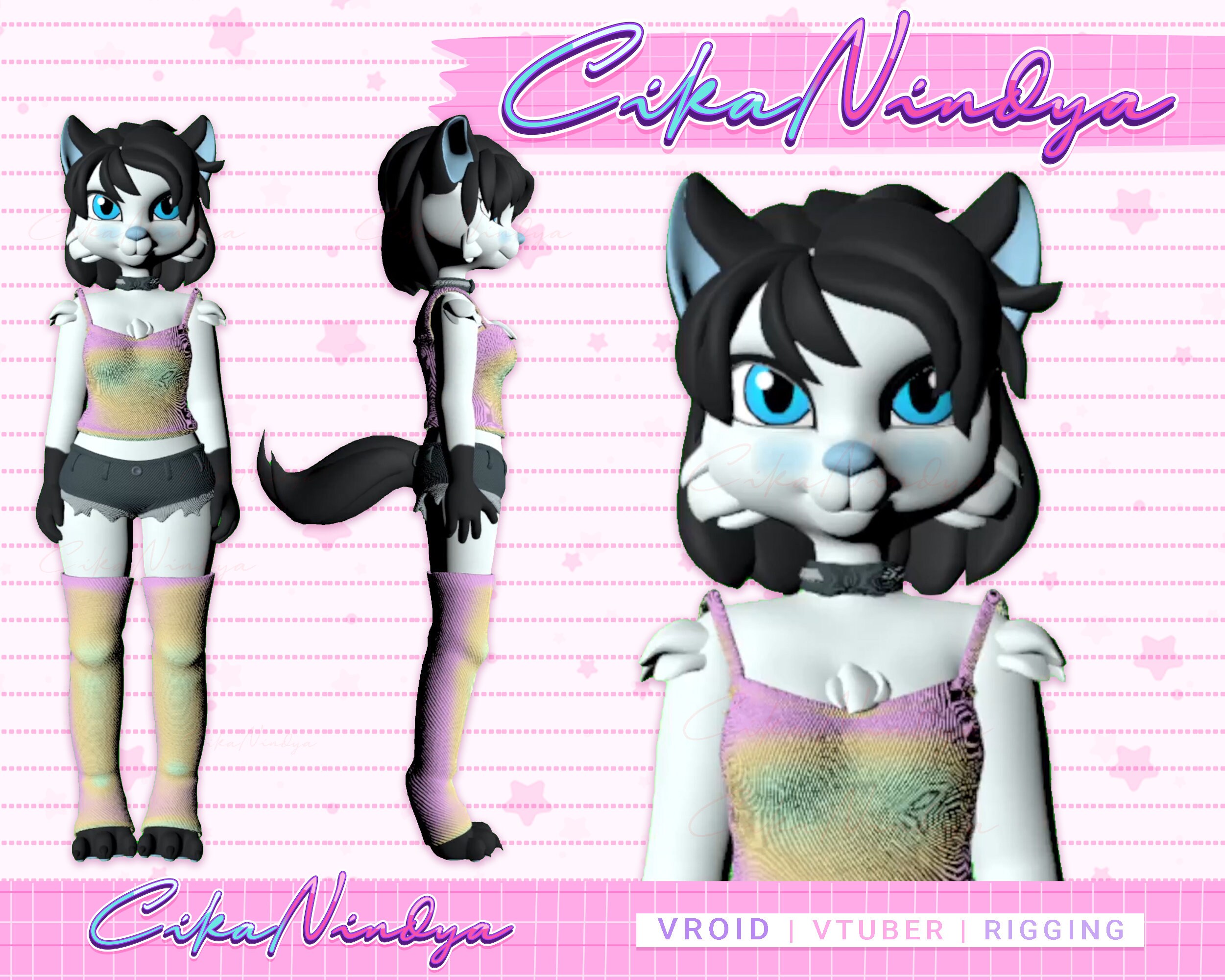 Vroid 3D Vtuber Cute Wolf Girls Character White Wolf Etsy Ireland