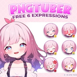 Chibi PNG Tuber with Pink to Purple Ombre Hair | Enchanting Live2D Model for Twitch, YouTube & TikTok