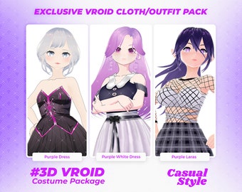 Breezy Vroid Casual Outfits - VRoid Clothing Pack, Kawaii Clothes, Virtual Girl, Ready Clothes, Costume