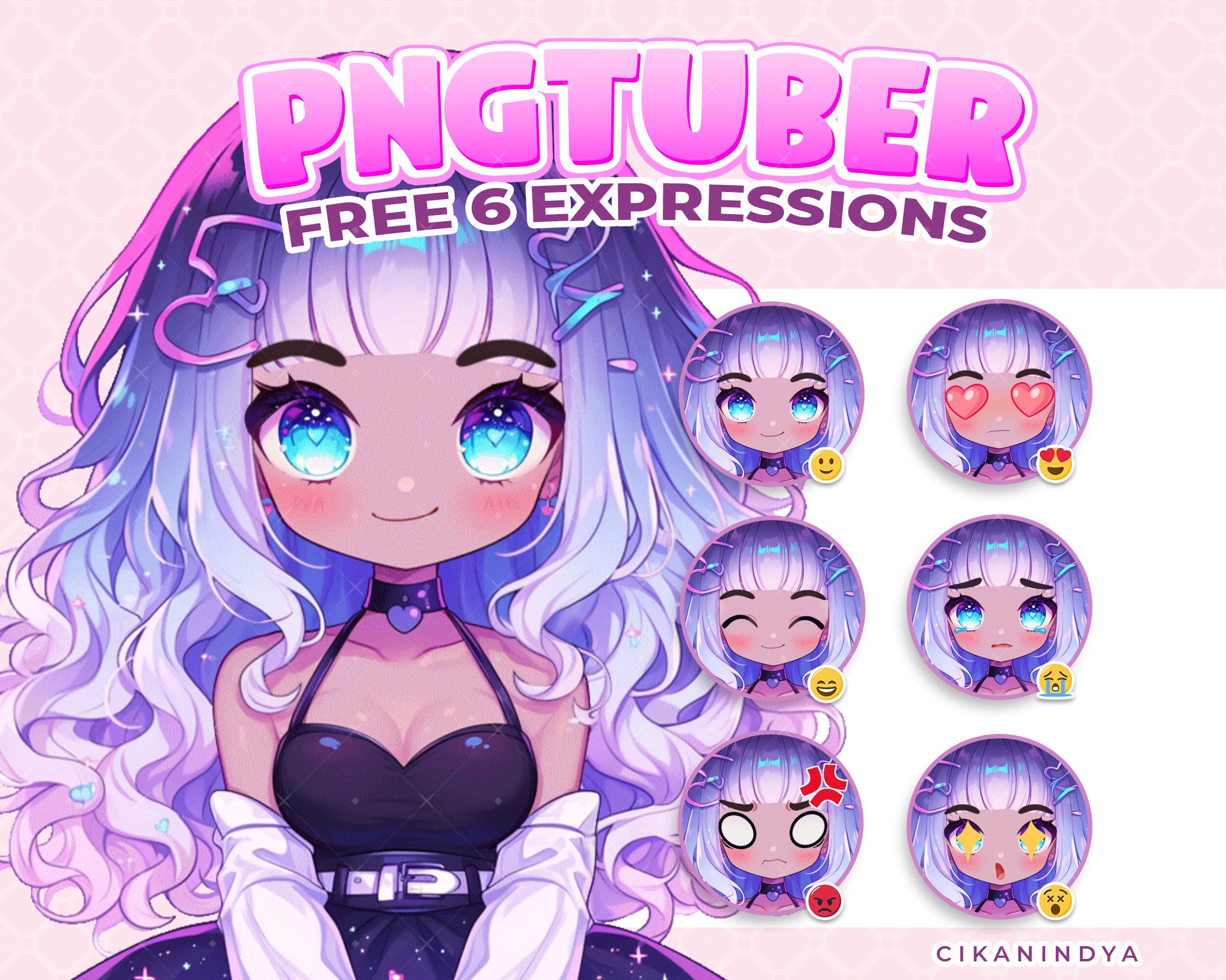 PNG Tuber | Galaxy Dream Chibi Girl With Sparkling Eyes and