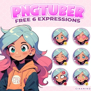 PNGTuber | Dziewczyna z długimi włosami PNG Tuber do losowego strumieniowania zdarzeń | 6 poz | Dziewczyna Pngtuber | PNG Tuber | Pngtuber Twitch