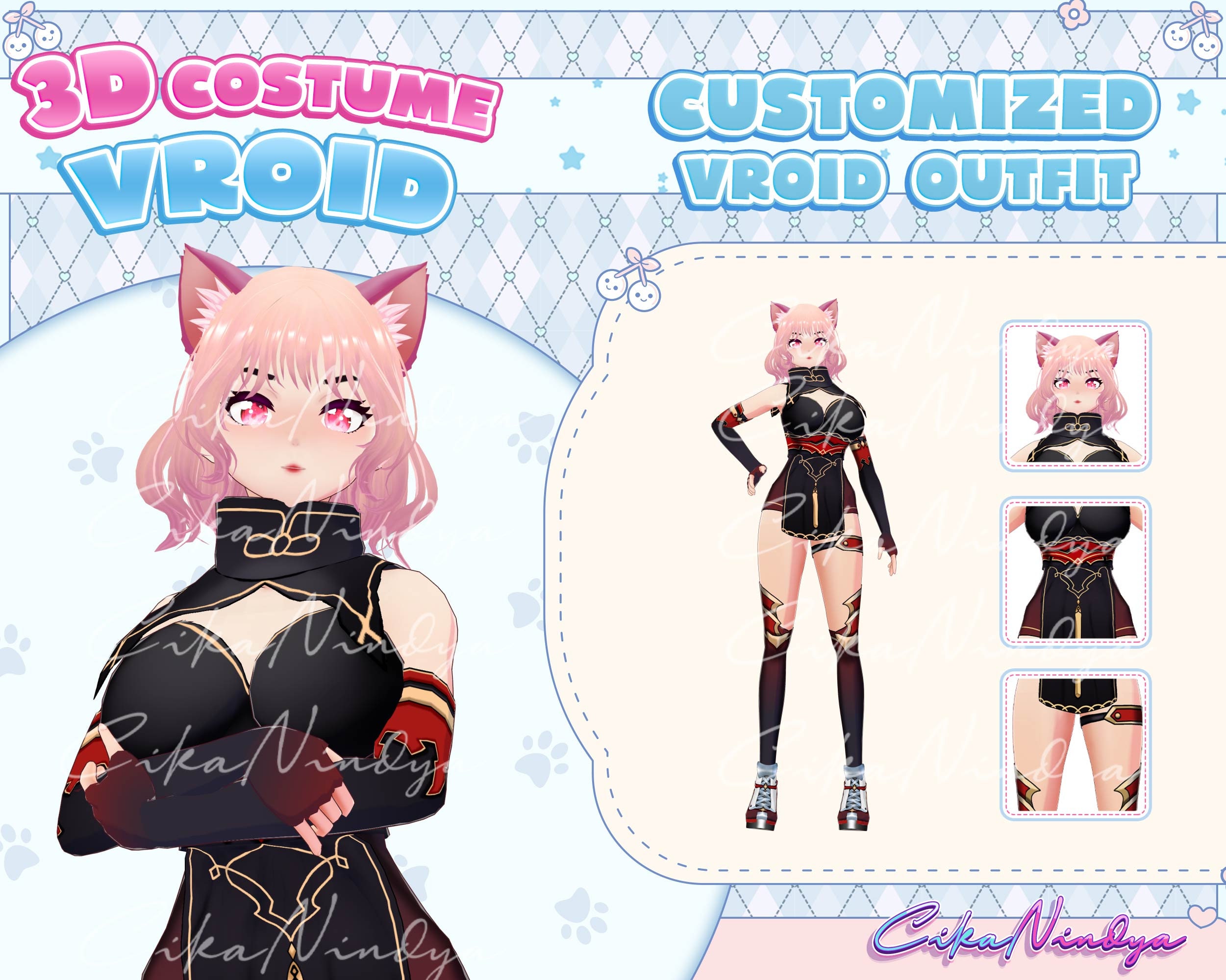 3D Vroid Costume, Vroid, Sexy Clothes, Costume, Clothes, 3d, Kawaii Clothes - Elevate Your Vroid Model with Yamisato Anaka Vroid Outfit