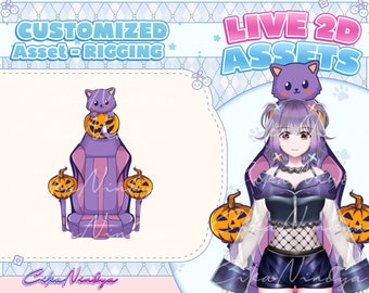 Vtuber Assets, Design Asset, Twitch Assets, Vtuber Assets Chair, Stream Assets - Cat Chair Assets for Dynamic Live2D Vtuber Avatars