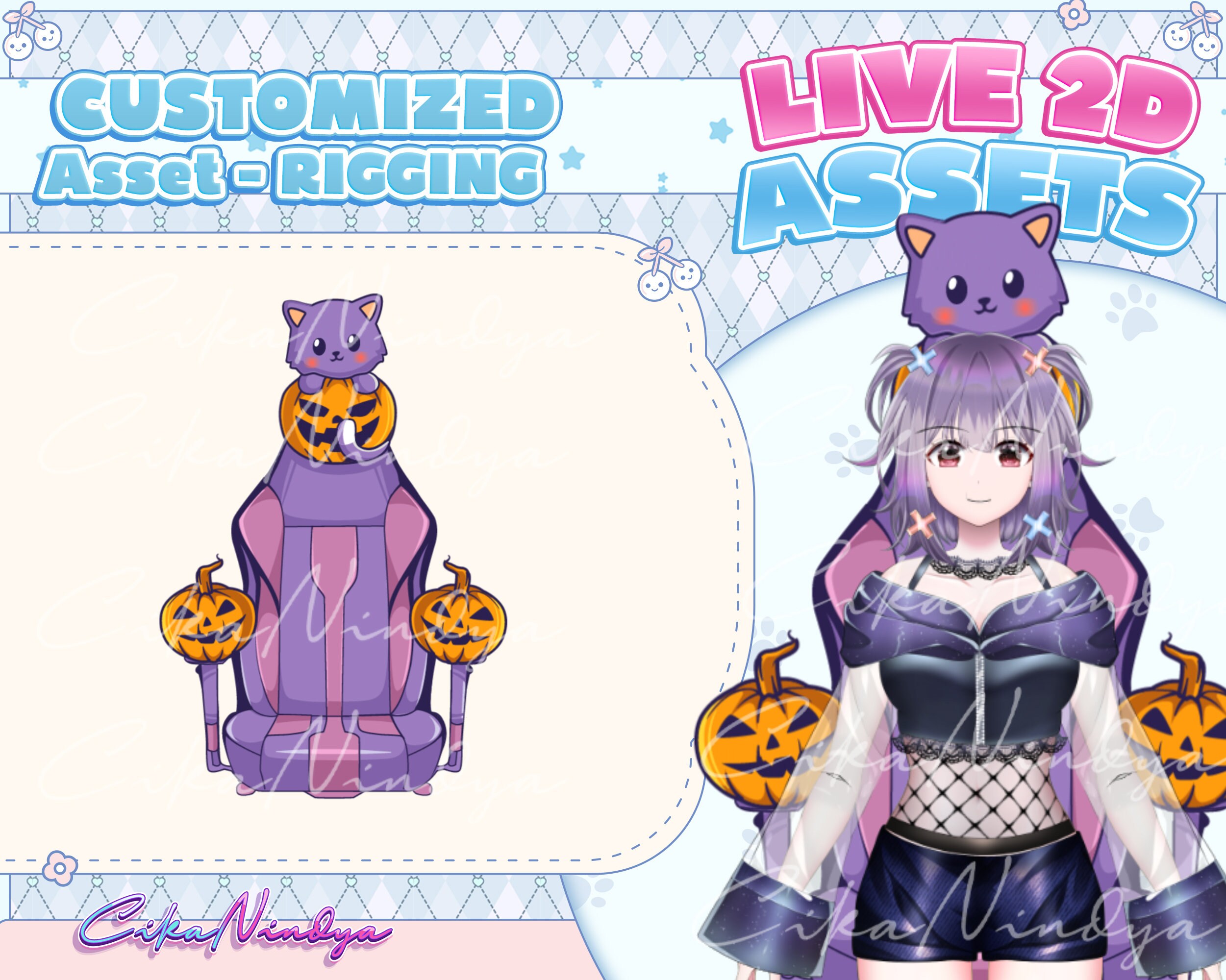 Vtuber Assets, Design Asset, Twitch Assets, Vtuber Assets Chair, Stream Assets - Cat Chair Assets for Dynamic Live2D Vtuber Avatars