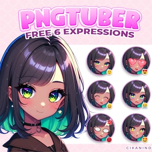 PNG Tuber | Mystic Glow Kawaii Chibi with Neon Green Accents | Get 6 Poses | Premade Vtuber | Cute Stream | Premade Vtuber