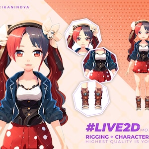 VTuber Model | Anime-Inspired Live2D VTuber Avatar Girl Ideal for Gamers | 7 diverse expressions | Get 2 Motion | Live2d | Vtuber Assets