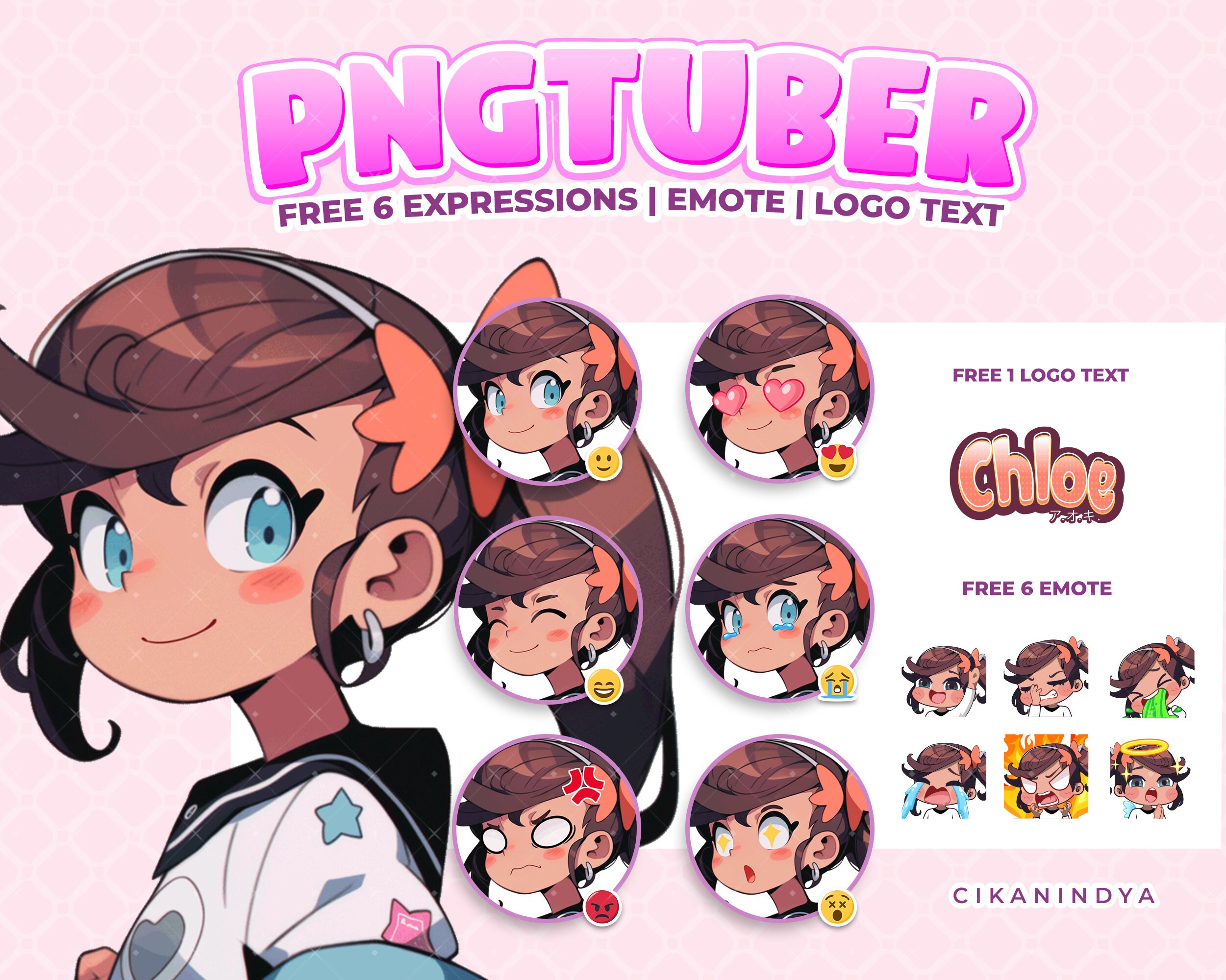 Sweet Chloe Pngtuber Model: 6 Emotes & Logo - Etsy UK
