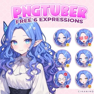 PNG Tuber | Cyber Girl VTuber Avatar for Live Streaming | Get 6 Poses | Cute Anime | Pngtuber Model | VTuber Assets